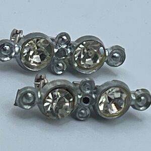 Set of 2 Vintage pot metal cut glass scatter pins.